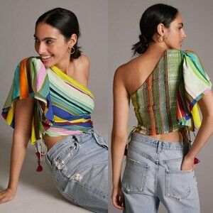 NWT Anthropologie Hope For Flowers Tracy Reese One Shoulder Fitted Crop Top XS